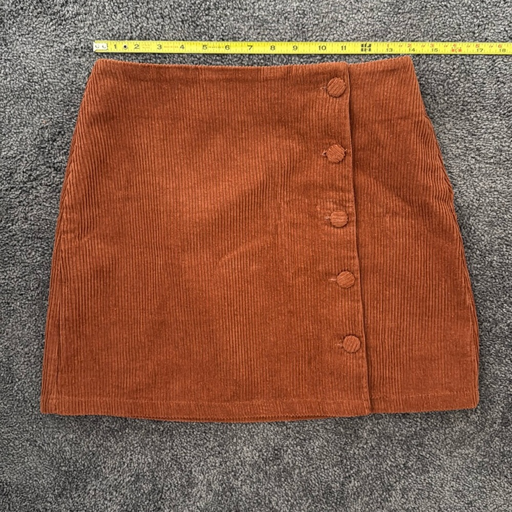 Lulu’s Katherina Rust Brown Button Front Corduroy Skirt